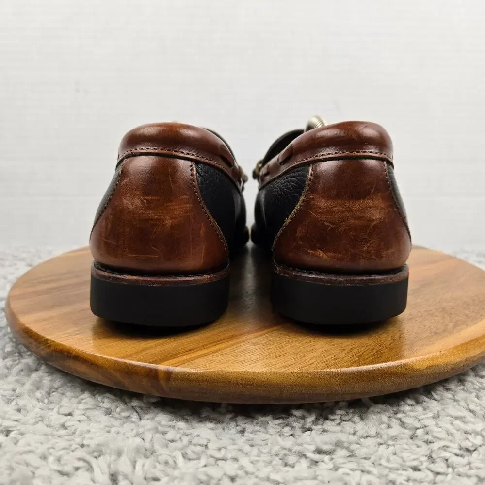 Allen Edmonds Men 10EE Wide Nashua Brown Black Two Tone Kiltie Tassel Loafer
